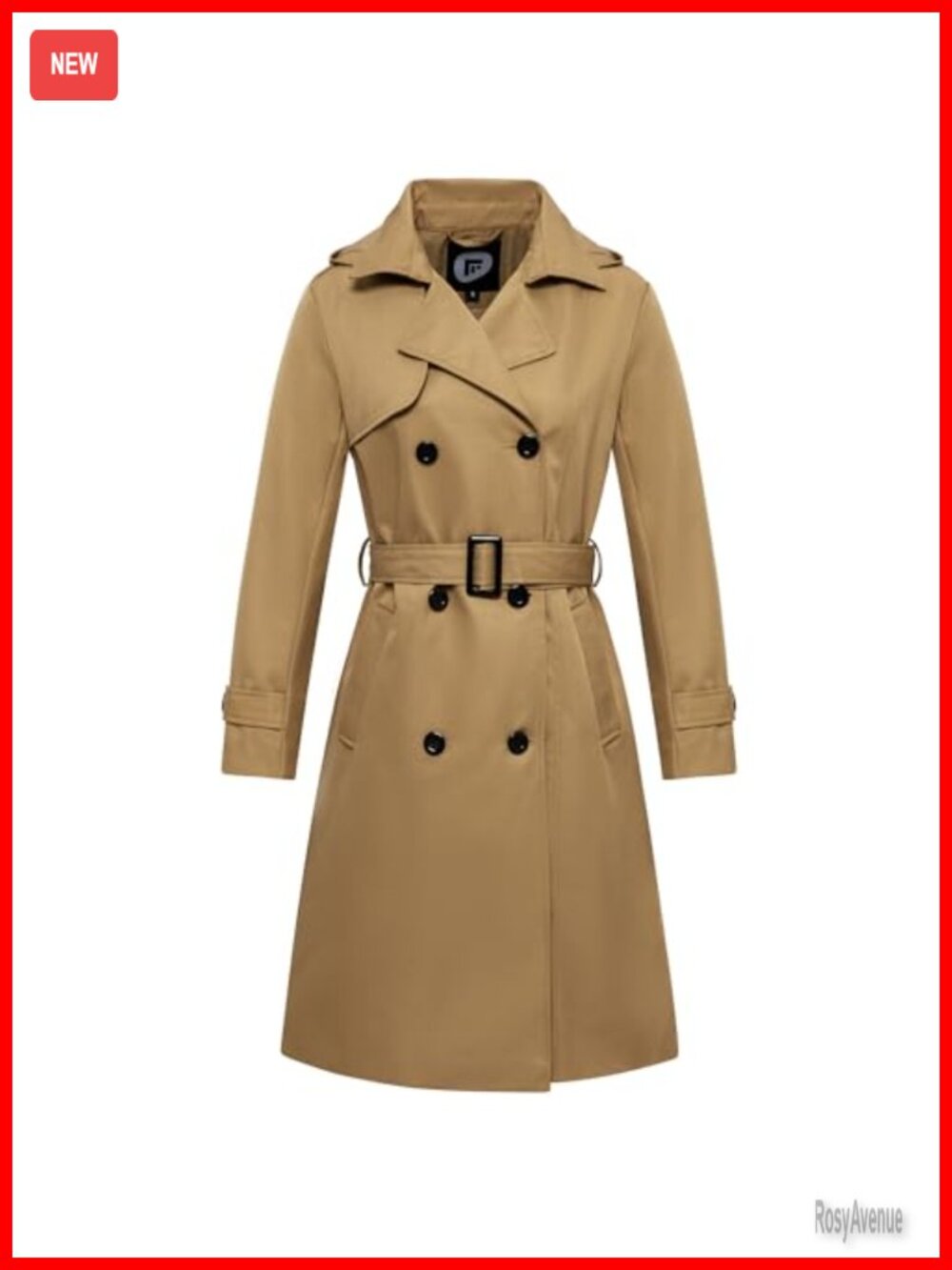 Waterproof Trench Coat Double Breasted Belted Long Windbreaker Removable Hood
